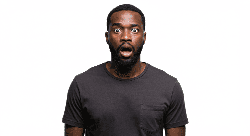 A BLACK MAN THAT LOOKS SHOCKED