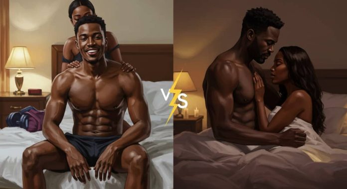 Deux hommes différents symbolisant la performance sexuelle dans la vingtaine et la trentaine