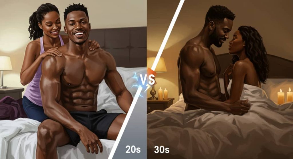 Two different men symbolizing sexual performance in 20s and 30s