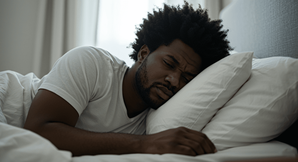 Stressed African man lying in bed looking tired - Low Libido? What Your Sex Drive Says About Your Health