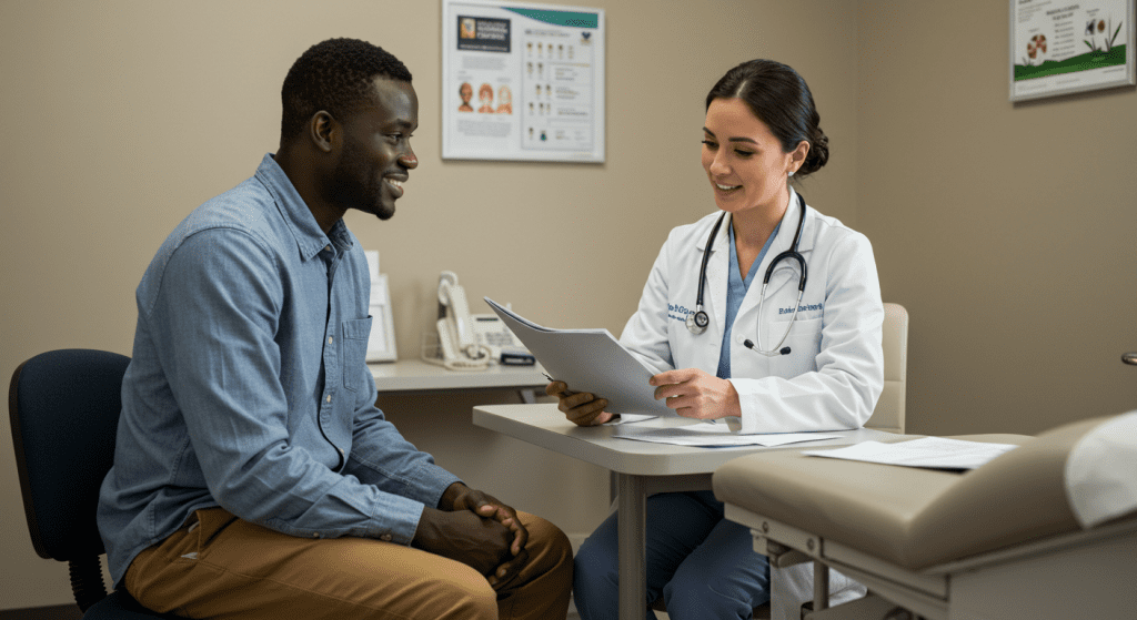 Black man consulting with a female doctor in clinic - Low Libido? What Your Sex Drive Says About Your Health