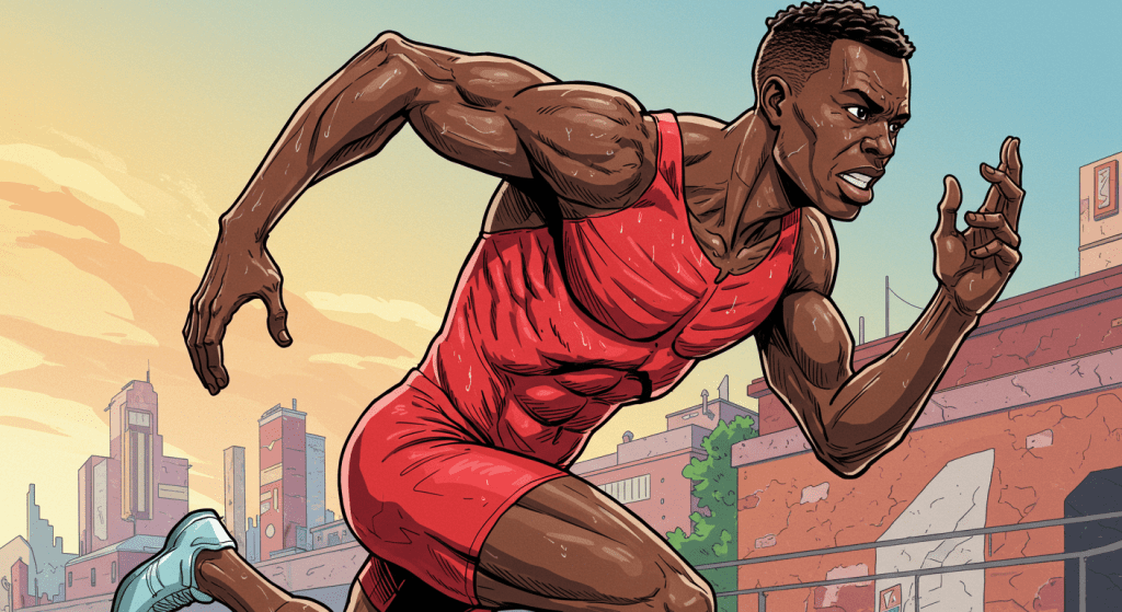 Illustration showing a black man running with energy and stamina - The Real Stamina Killer: Soft Drinks vs Alcohol – Which Does More Harm?