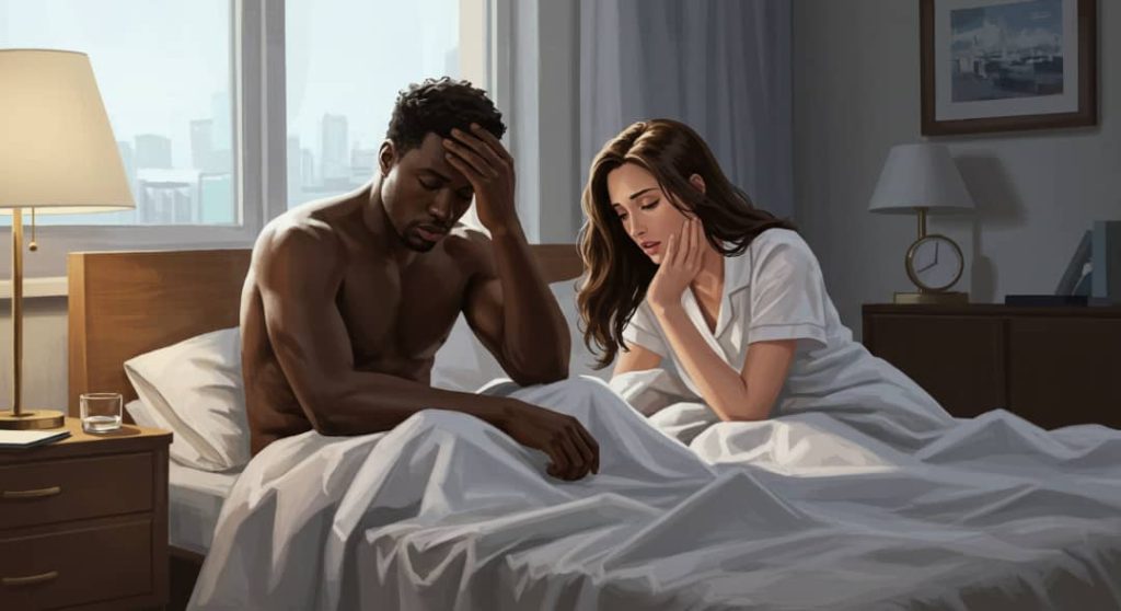 A man who lost sexual power and feels frustrated in bed