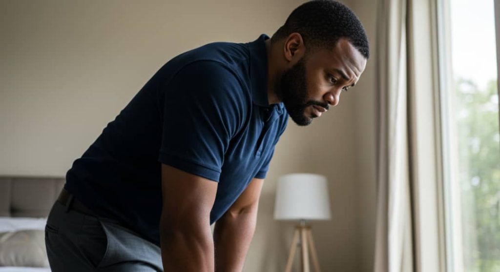 A man experiencing danger of ignoring symptom