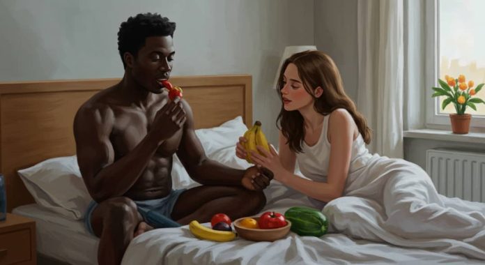 Man eating foods that boost sexual performance naturally