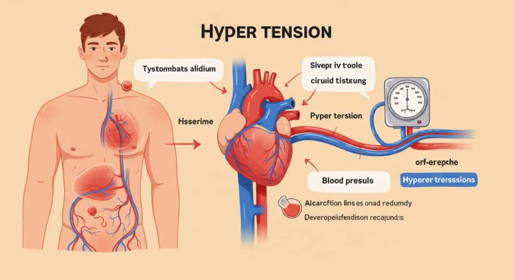 A diagram of high blood pressure