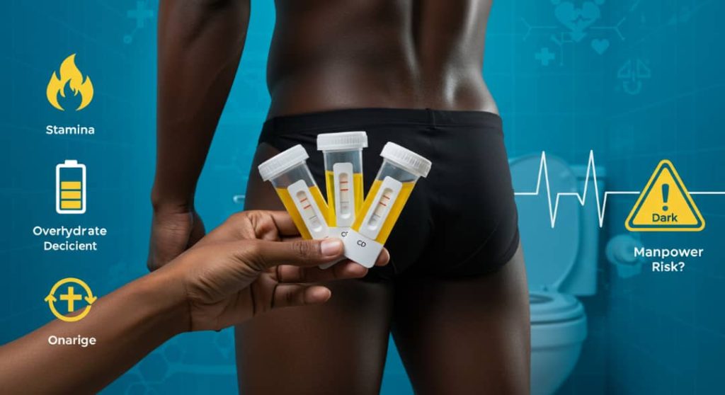 Un bel homme noir faisant un test d'urine