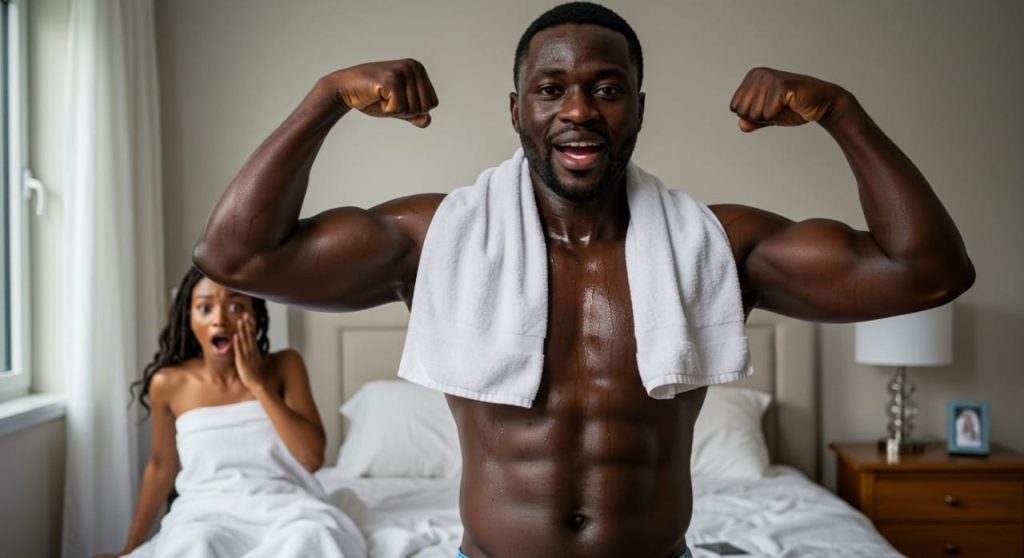 A black man feelin super confident about his sexual stamina