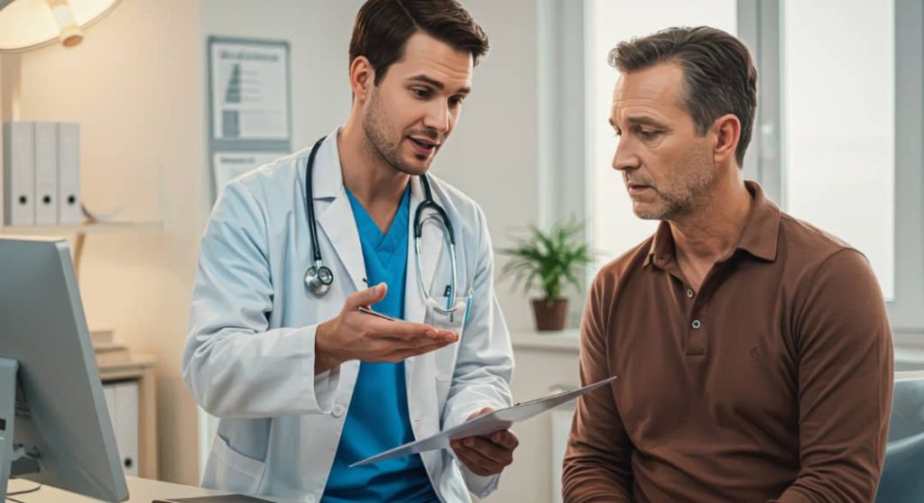 Un médecin éduque son patient sur un sujet